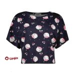 ست کراپ تاپ و شلوارک زنانه افراتین مدل گربه رنگ سرمه ای