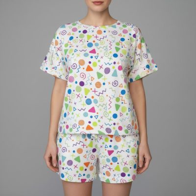 ست تیشرت و شلوارک اشکال هندسی 6584