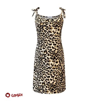 پیراهن زنانه مدل سرشانه بندی پلنگی افراتین کد 9591