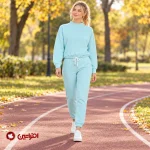 ست سویشرت و شلوار زنانه دمپاکش دار آبی پاستلی