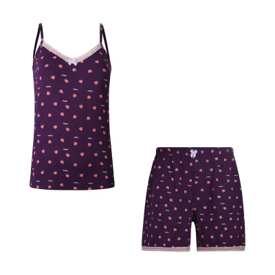 ست تاپ و شلوارک زنانه افراتین مدل هلو کد 6603 رنگ بنفش