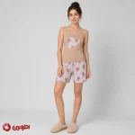 ست تاپ و شلوارک زنانه مدل خرسی نسکافه‌ای کد 6606