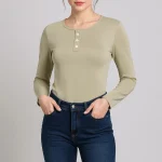 بلوز آستین بلند زنانه افراتین مدل 7575 رنگ خاکی