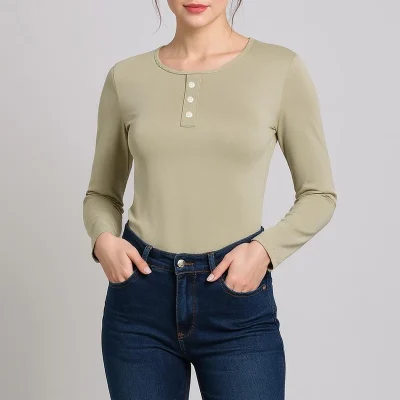 بلوز آستین بلند زنانه افراتین مدل 7575 رنگ خاکی