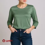 بلوز زنانه آستین سه ربع سبز روشن | کد 7577