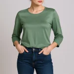 بلوز آستین سه ربع زنانه افراتین مدل 7577 رنگ سبز