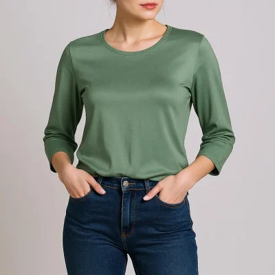 بلوز آستین سه ربع زنانه افراتین مدل 7577 رنگ سبز