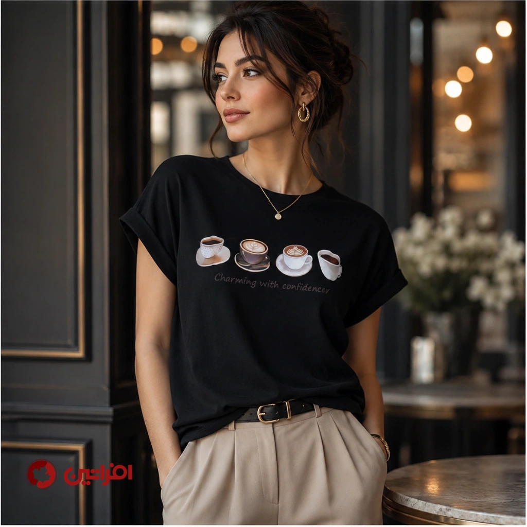تیشرت زنانه باریستا مشکی | کد 2621 افراتین تیشرت زنانه باریستا مشکی | کد 2621 افراتین - تصویر 1