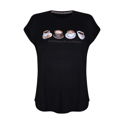 تیشرت آستین کوتاه زنانه افراتین مدل باریستا رنگ مشکی