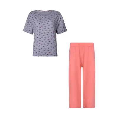 ست تیشرت و شلوارک زنانه افراتین مدل قاصدک کد 6608 رنگ طوسی