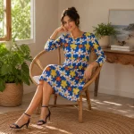 پیراهن زنانه گلدار نخی مدل کژال کد 9602 - Image 4