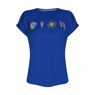 تی‌شرت آستین کوتاه زنانه افراتین مدل تابستون کوتاهه رنگ آبی کاربنی