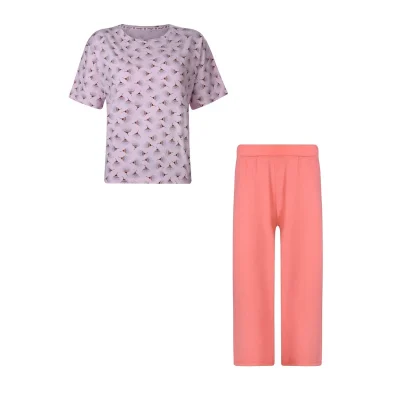 ست تیشرت و شلوارک زنانه افراتین مدل قاصدک کد 6608 رنگ صورتی