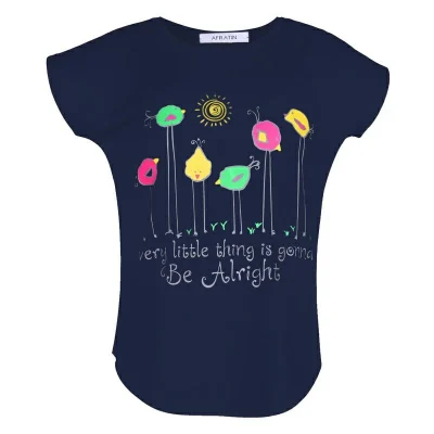 تیشرت زنانه افراتین طرح جوجه کد 2549 رنگ سرمه ای