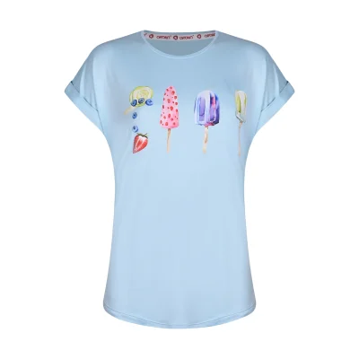 تی‌شرت آستین کوتاه زنانه افراتین مدل بستنی یخی رنگ آبی روشن