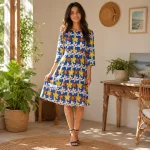 پیراهن زنانه گلدار نخی مدل کژال کد 9602 - Image 2