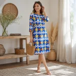 پیراهن زنانه گلدار نخی مدل کژال کد 9602 - Image 3