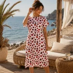 پیراهن راحتی زنانه نخی طرح قلب | مدل والا 9566 افراتین - Image 2