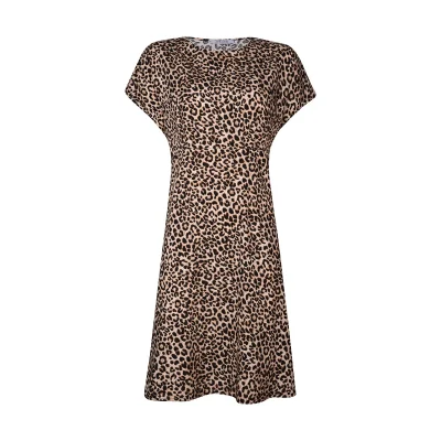 پیراهن آستین روی شانه راحتی زنانه افراتین مدل پلنگی کد 9566