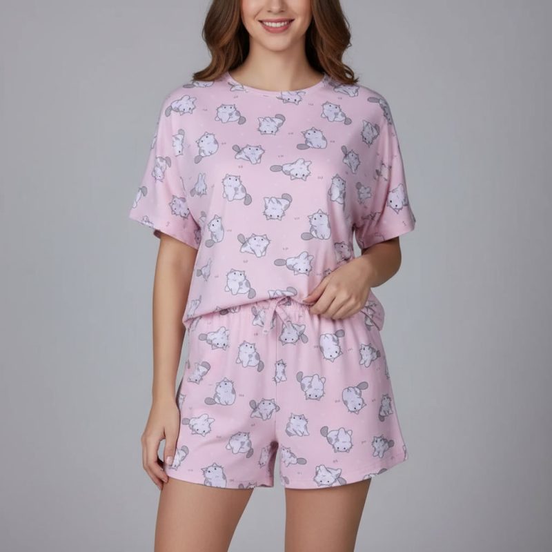 ست تیشرت و شلوارک گربه متعجب