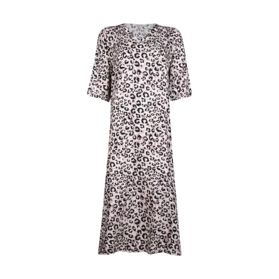 پیراهن ساحلی یقه هفت زنانه افراتین مدل پلنگی کد 9608 رنگ کرم