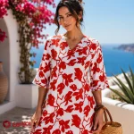 پیراهن ساحلی زنانه نخی مدل شیرین | کد 9608 افراتین