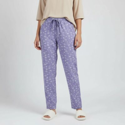 شلوار زنانه خانگی | مدل اسلش بنفش 5566