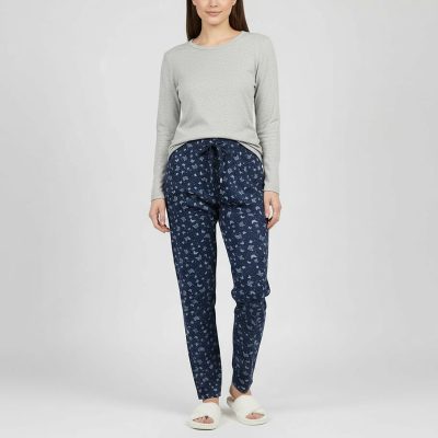 شلوار راحتی زنانه | مدل اسلش سرمه ای 5566