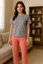 ست تیشرت و شلوارک قاصدک 6608 طوسی - Image 2