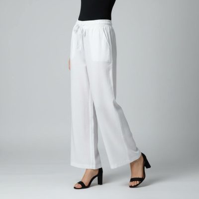 شلوار راسته زنانه | دم پا گشاد سفید 5564