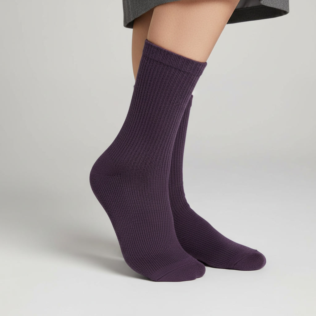 جوراب ساق بلند زنانه | رنگ بادمجونی