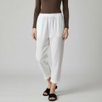شلوار مام فیت زنانه | مدل دمپا پاکتی سفید 5559