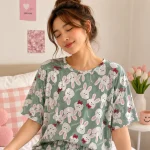 ست کراپ و شلوارک زنانه خرگوش بامزه | 6584 افراتین - Image 3