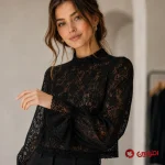 بلوز مجلسی زنانه دارک رومنس مشکی کد 7556 | افراتین