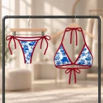 ست لباس زیر زنانه مدل گل کاربنی | کد 6616 - Image 4