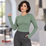 بلوز فینگردار زنانه مدل مانیا سبز روشن | کد 7576