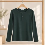 بلوز آستین بلند زنانه سه دکمه سبز یشمی | کد 7575 - Image 2